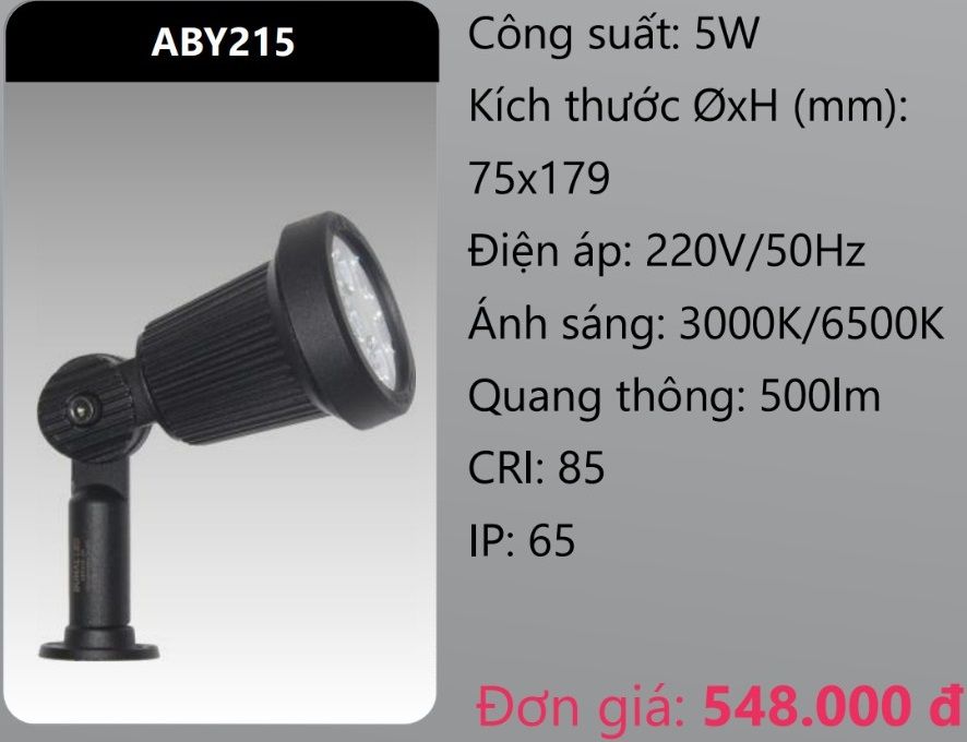 ĐÈN RỌI CHIẾU ĐIỂM GẮN SÀN (VÁCH TƯỜNG NGOÀI TRỜI) SÂN VƯỜN LED 5W DUHAL ABY215