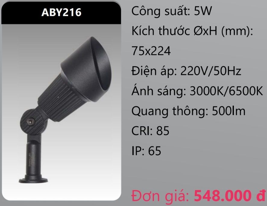 ĐÈN RỌI CHIẾU ĐIỂM GẮN SÀN (VÁCH TƯỜNG NGOÀI TRỜI) SÂN VƯỜN LED 5W DUHAL ABY216