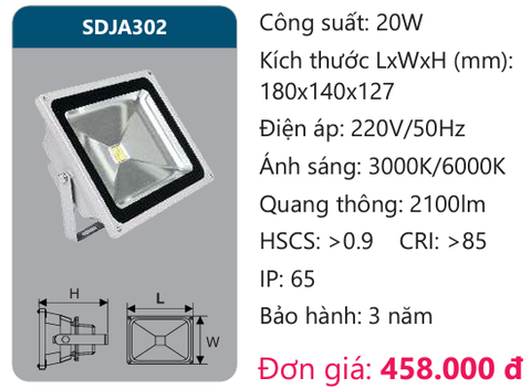  ĐÈN PHA LED 20W DUHAL SDJA302 