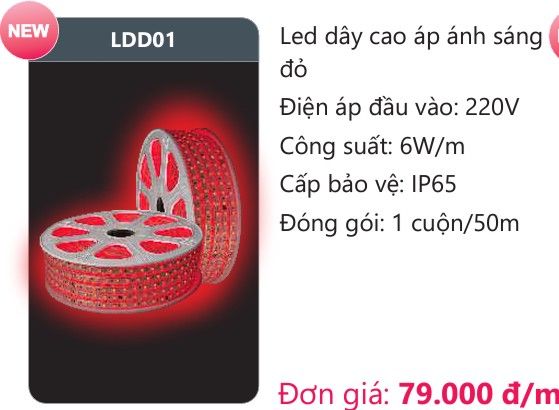 ĐÈN LED DÂY DUHAL ÁNH SÁNG ĐỎ LDD01