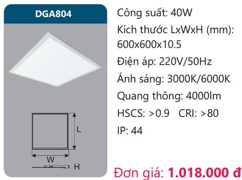  ĐÈN LED PANEL ÂM TRẦN 600x600 DUHAL DGA804 