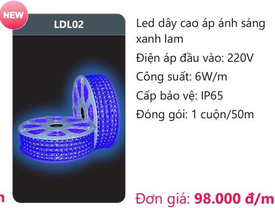 ĐÈN LED DÂY DUHAL ÁNH SÁNG XANH LAM LDL02