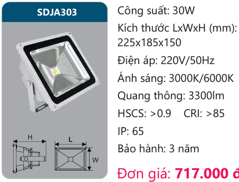  ĐÈN PHA LED 30W DUHAL SDJA303 