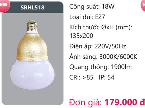  BÓNG ĐÈN LED DUHAL 18W SBHL518 