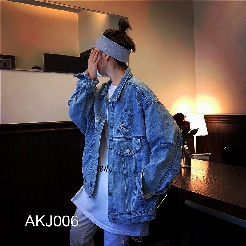 AKJ006 - JACKET JEAN WASH XANH