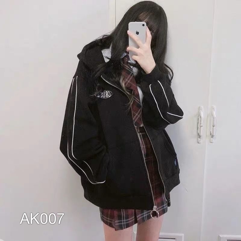 AK007 - ÁO KHOÁC NỈ THÊU TAY 2 SỌC