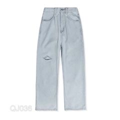 QJ036 - QUẦN JEAN BAGGY NAM BASIC XANH BẠC RÁCH GỐI (+)