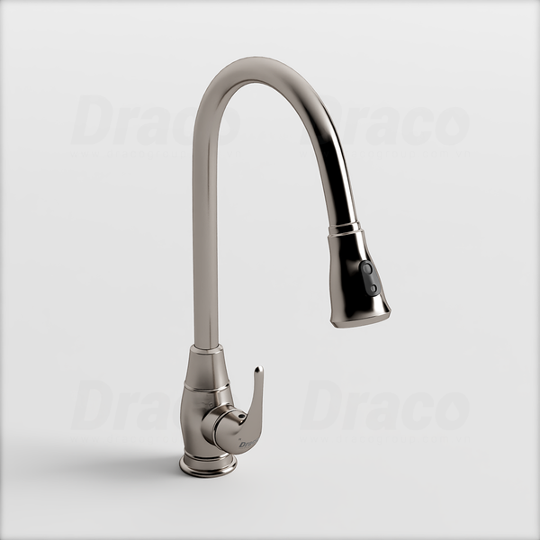 Vòi Rửa Chén Nóng Lạnh Inox 304 Dạng Rút Draco F3142I