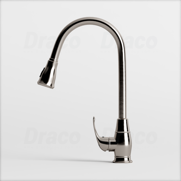 Vòi Rửa Chén Nóng Lạnh Inox 304 Dạng Rút Draco F3142I