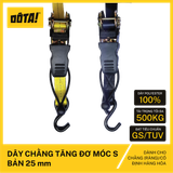 Dây chằng Tăng đơ Móc S bản 25mm x 6m vàng /cam/đen (màu ngẫu nhiên)
