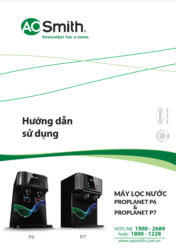 Hướng dẫn sử dụng máy lọc nước A. O. Smith ProPlanet P6