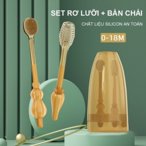 Set 2 Món Bàn Chải Và Rơ Lưỡi Silicon Dành Cho Bé