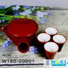 Bộ bình trà gốm Nhật màu nâu đỏ, 4 ly, B: 10x6.5x6cm, L:4x2.5x4.5cm, W18-00001
