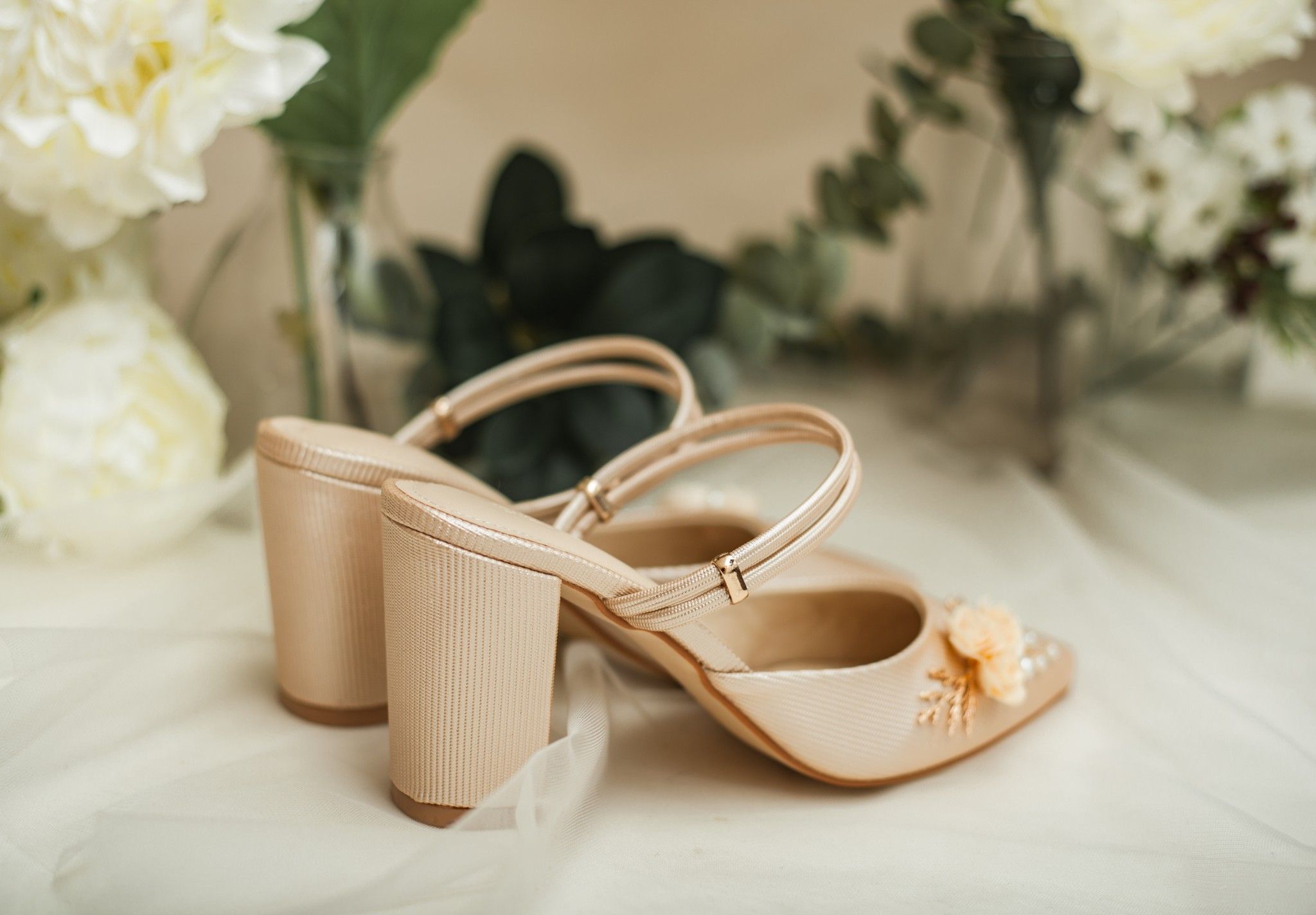 Giày Cưới Cao Gót H86.03 3 Hoa + Lá Thông