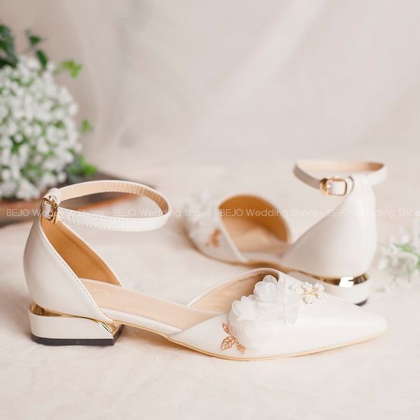  Giày cưới - Giày cô dâu cao cấp BEJO H78.3P.TRANG.HOAVOANLUA 