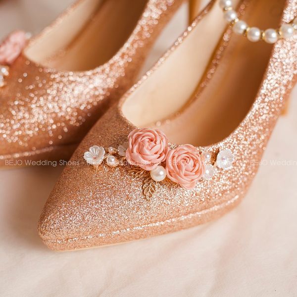  Giày cưới - Giày cô dâu cao cấp BEJO H94.05.RGOLD.2HOA,BABY,VCC 