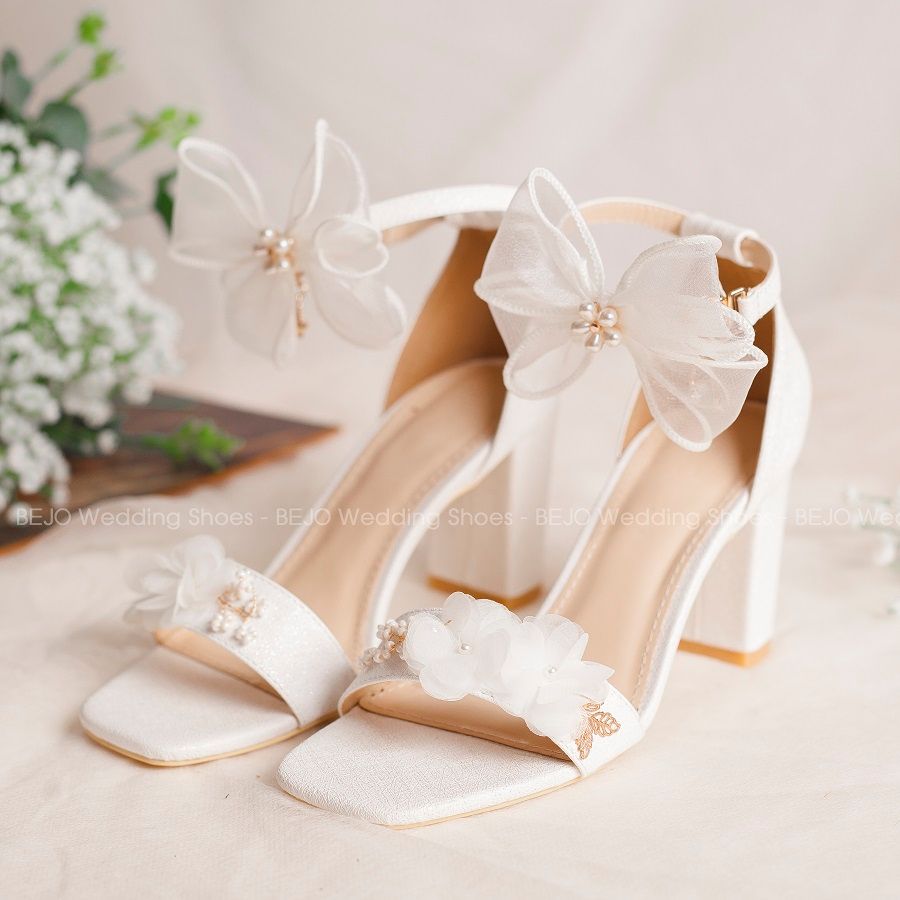 Giày cưới - Giày cô dâu cao cấp BEJO S46.05..TRANG. KT. HOA VOAN LỤA ,NƠ