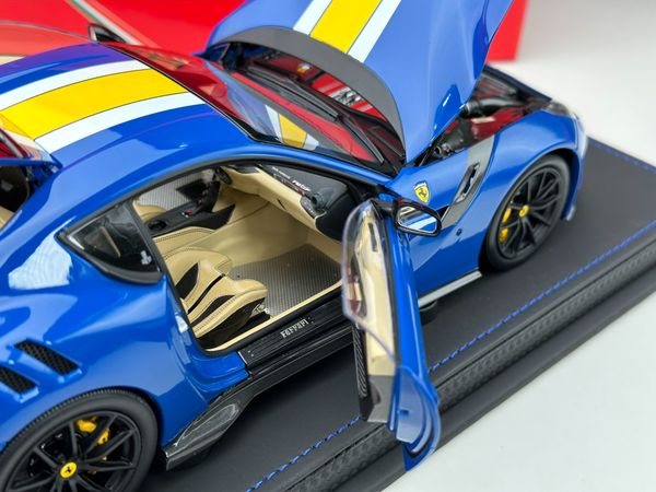 Xe Mô Hình (V) Ferrari F12 TDF Azzurro Dino 1:18 BBR ( Xanh Sọc Vàng )