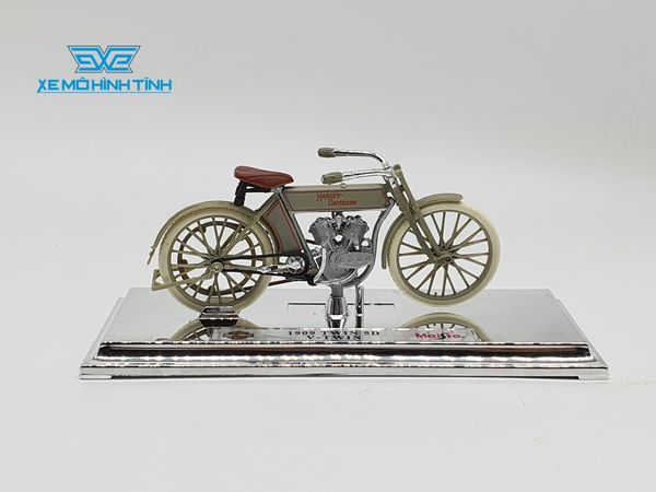 XE MÔ HÌNH HARLEY DAVIDSON 1909 Twin 5D V-Twin 1:18 MAISTO (XÁM)