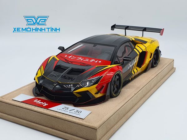 Xe Mô Hình LB Performance Lamborghini Aventador 2.0 Liberty Walk 1:18 ( Vàng - Đế Da ) 25/30 pcs