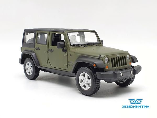 XE MÔ HÌNH JEEP WRANGLER UNLIMITED 2015 1:24 MAISTO (XANH QUÂN ĐỘI)