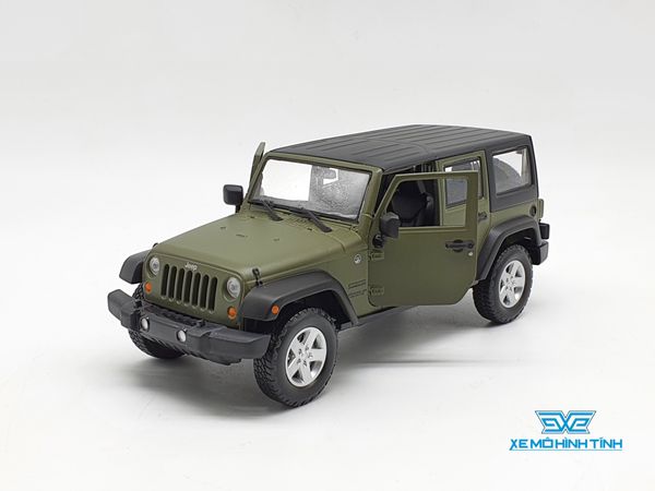 XE MÔ HÌNH JEEP WRANGLER UNLIMITED 2015 1:24 MAISTO (XANH QUÂN ĐỘI)