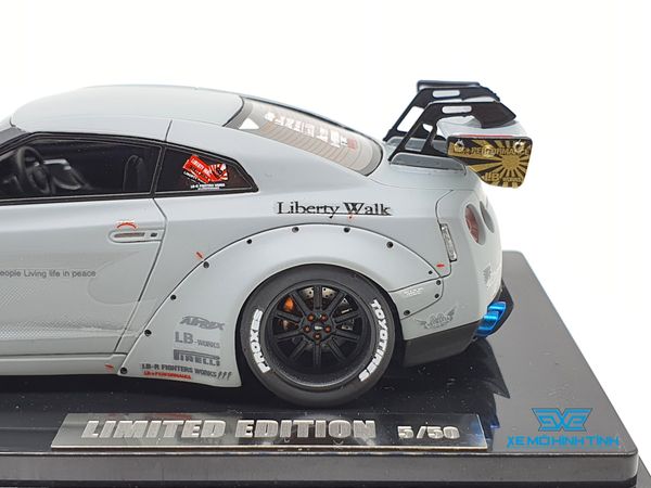 XE MÔ HÌNH NISSAN GTR R35 LB WORKS LIBERTY WALK 1:43 ONE MODEL (XÁM TRO)