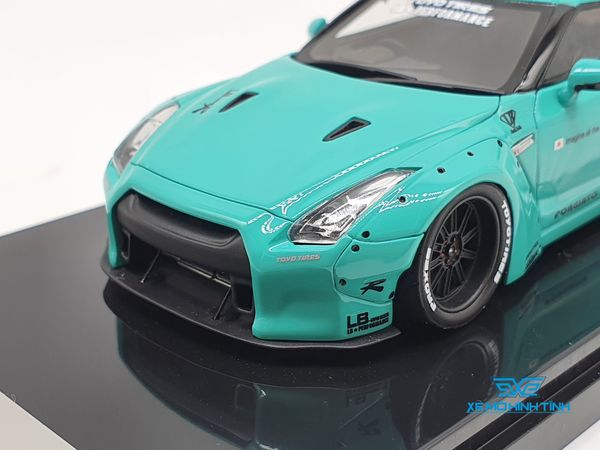 XE MÔ HÌNH NISSAN GTR R35 LB WORKS LIBERTY WALK 1:43 ONE MODEL (TIFANY BLUE)