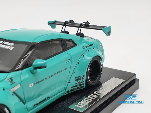 XE MÔ HÌNH NISSAN GTR R35 LB WORKS LIBERTY WALK 1:43 ONE MODEL (TIFANY BLUE)