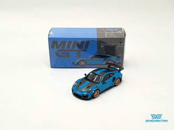 Xe Mô Hình Porsche 911 GT2 RS Weissach Package Miami Blu LHD 1:64 MiniGT( Xanh )