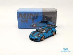 Xe Mô Hình Porsche 911 GT2 RS Weissach Package Miami Blu LHD 1:64 MiniGT( Xanh )