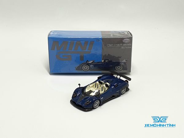 Xe Mô Hình Pagani Zonda HP Barchetta Blue Tricolore LHD 1:64 Mini GT ( Xanh Đậm)