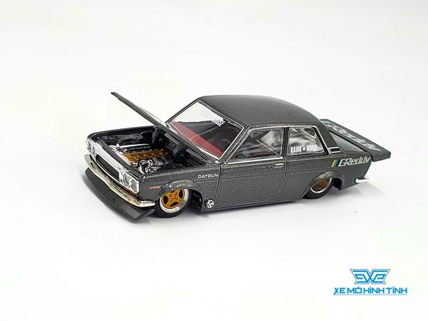 Xe Mô Hình Datsun 510 Pro Steet Greddy Gun Metal Grey 1:64 MiniGT x Kaido House ( Xám Đậm )