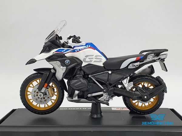 Xe Mô Hình BMW R1200GS 1:18 Maisto ( Trắng Xanh )