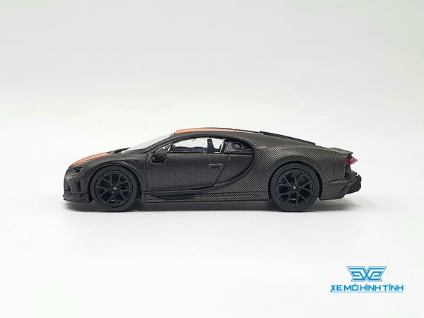Xe Mô Hình Bugatti Chiron Super Sport 300+ World Record 304.773 mph LHD 1:64 MiniGT (đen sọc cam )