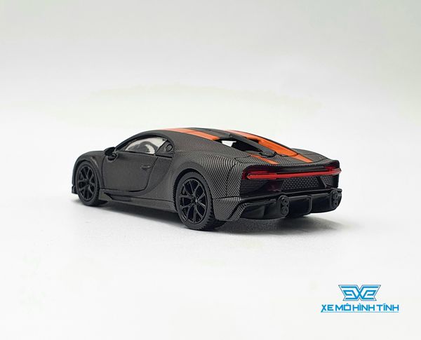 Xe Mô Hình Bugatti Chiron Super Sport 300+ World Record 304.773 mph LHD 1:64 MiniGT (đen sọc cam )