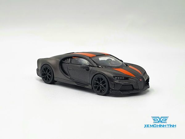 Xe Mô Hình Bugatti Chiron Super Sport 300+ World Record 304.773 mph LHD 1:64 MiniGT (đen sọc cam )