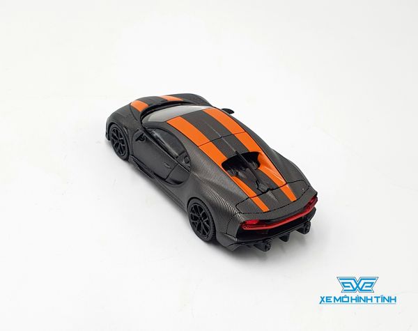 Xe Mô Hình Bugatti Chiron Super Sport 300+ World Record 304.773 mph LHD 1:64 MiniGT (đen sọc cam )