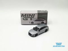 Xe Mô Hình Audi RS 6 Avant Carbon Black Edition Florett Silver LHD 1:64 MiniGT ( Bạc )