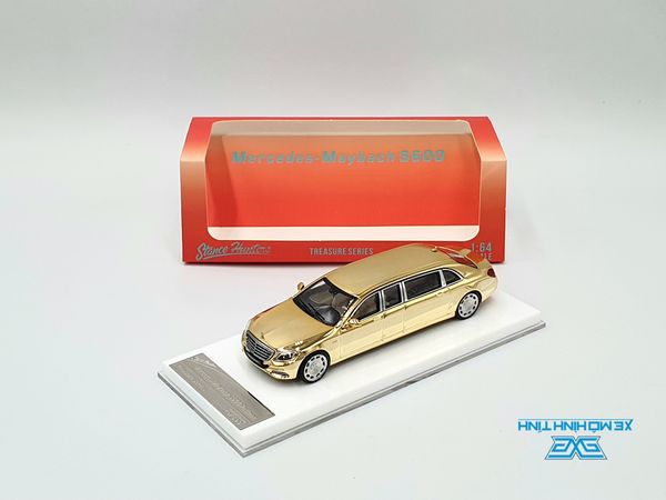 Xe Mô Hình Mercedes - Maybach S600 Pullman 1:64 Stance Hunters (Vàng Crom )