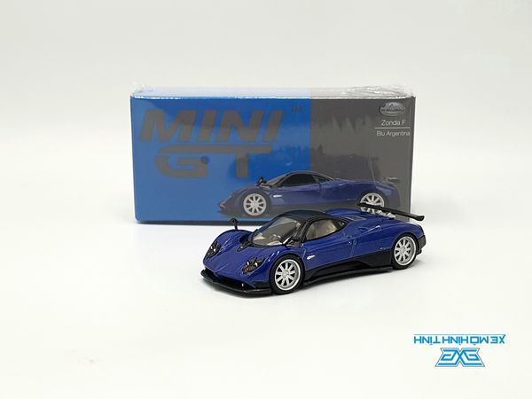 Xe Mô Hình Pagani Zonda F Blu Argentina RHD 1:64 MiniGT (Xanh)