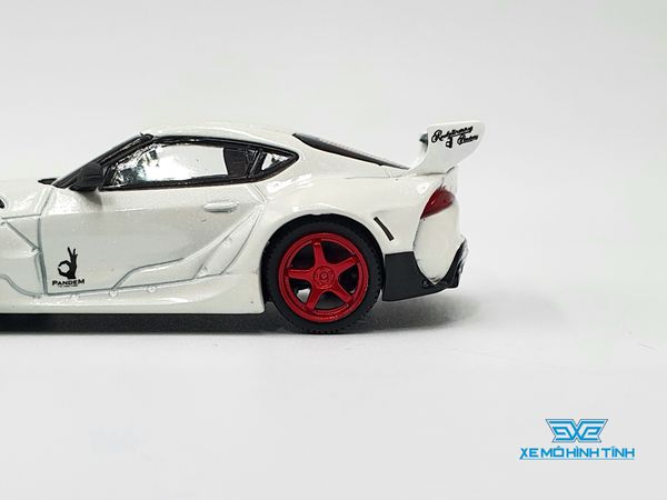 Xe Mô Hình Pandem Toyota GR Supra V1.0 Pearl White LHD 1:64 MiniGT ( Trắng Mâm Đỏ )