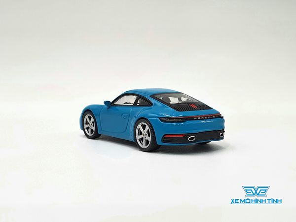 Xe Mô Hình Porsche 911 (992) Carrera S Miami Blue LHD 1:64 Minigt ( Xanh Ngọc )