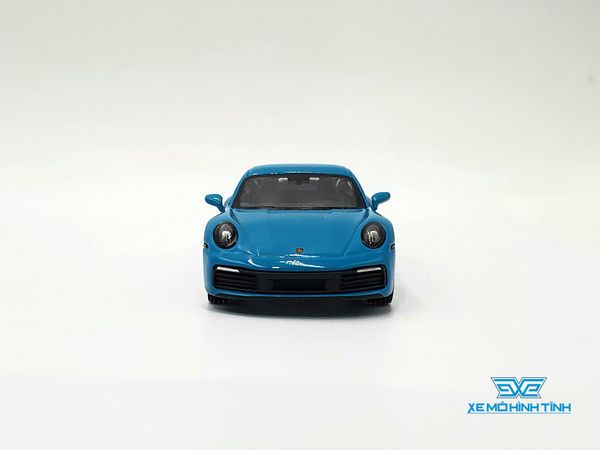 Xe Mô Hình Porsche 911 (992) Carrera S Miami Blue LHD 1:64 Minigt ( Xanh Ngọc )