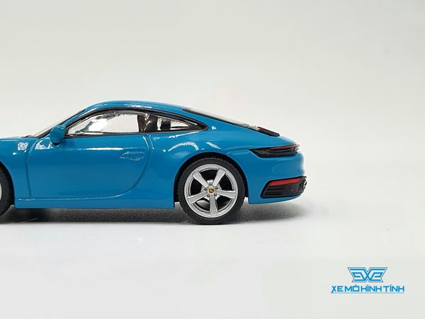 Xe Mô Hình Porsche 911 (992) Carrera S Miami Blue LHD 1:64 Minigt ( Xanh Ngọc )