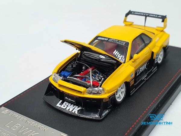 Xe Mô Hình Nissan Openable LBWK GTR ER34, Yellow #5 1:64 Street Weapon ( Vàng )