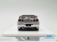 Xe mô hình Nissan GTR R34 Z-Tune Diecast-Openable Hood 1:64 Time Micro (Silver) + Fig