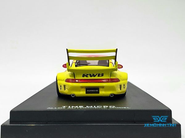 Xe Mô Hình Porsche Rauh Welt 993 Double Wing Advan 1:64 Time Micro (Vàng/Hồng)