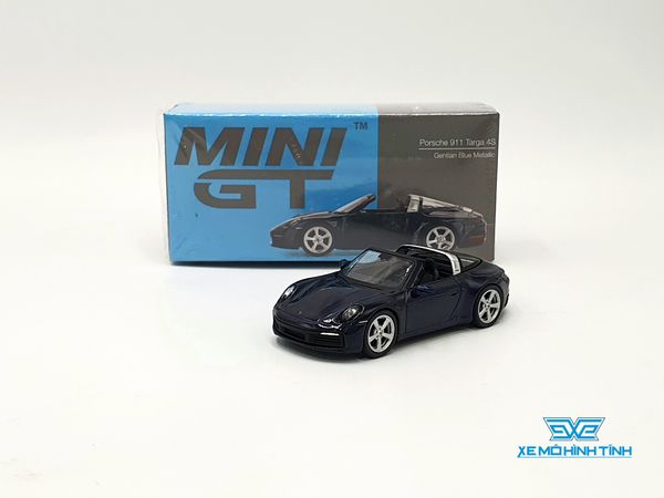 Xe mô hình Porsche 911 Targa 4S Gentian Blue Metallic LHD 1:64 MiniGT (Xanh)