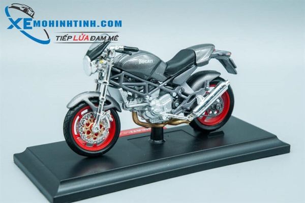 XE MÔ HÌNH DUCATI MONSTER S4 1:18 MAISTO (XÁM)